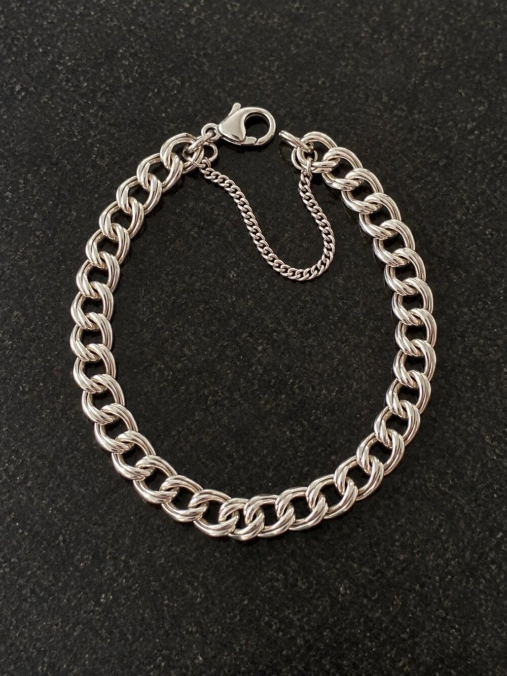 James Avery Medium Double Curb Sterling Silver Charm Bracelet 6.75"